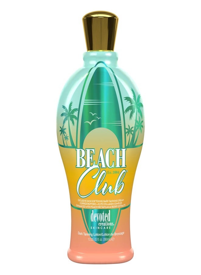 Devoted Creations Beach Club - Exclusive Skin Softening Copper Peptides + Elite Collagen Banking Complex with Peach Nectar & Acai Berry Extracts Indoor/Outdoor Dark Tanning Lotion - Image 1